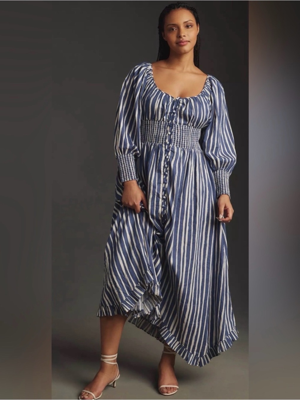 Anthropologie Long Sleeve Sweetheart Midi Dress 2x